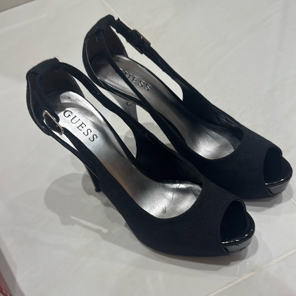Guess Black Stiletto Peep Toe Heels
